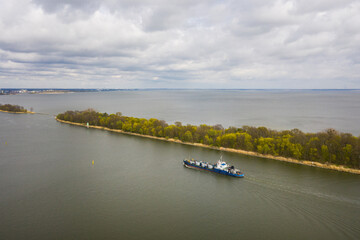 Aerial view of the port in Svetliy town, Kaliningrad region