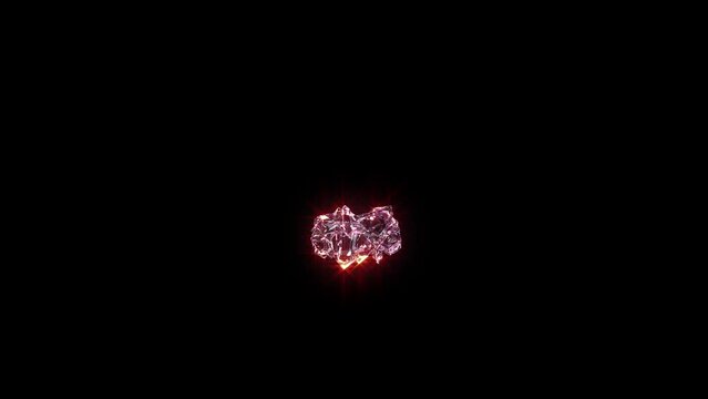 pink glowing luxury gems alphabet - minus (dash) on black, isolated - loop video