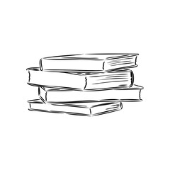 Stack of books isolated on white, Hand Drawn Sketch Vector illustration.
