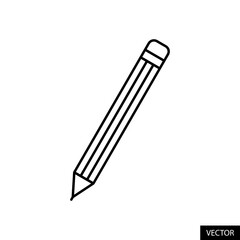 Pencil vector icon in line style design for website, app, UI, isolated on white background. Editable stroke. Vector illustration.