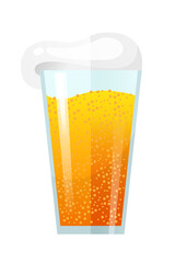 A glass of beer with a cap of foam. Vector stock illustration.