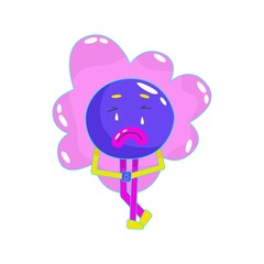 Contemporary smile in retro comic style. Psychedelic emotions smile character. Modern retro abstract design. Happy face. Round daisy flower character emoji