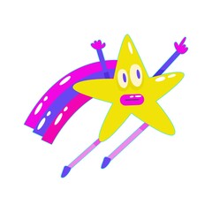 Contemporary smile in retro comic style. Psychedelic emotions smile character. Modern retro abstract design. Happy face. Star character emoji.