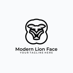 Lion head logo design in modern style, unique and simple, suitable for all your business.