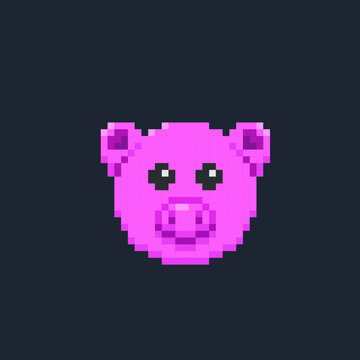 pig head in pixel art style