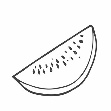 Watermelon coloring book. Vector illustration. Juicy watermelon in doodle style