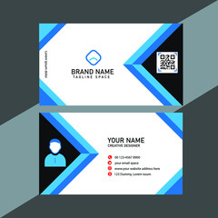 Elegant minimal blue business card template free vector.