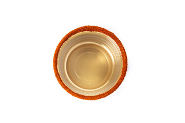 Mezcal Mexican drink with worm salt isolated on white background