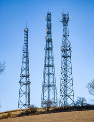 Telecommunication tower. Wireless Communication Antenna Transmitter.