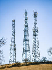 Telecommunication tower. Wireless Communication Antenna Transmitter.