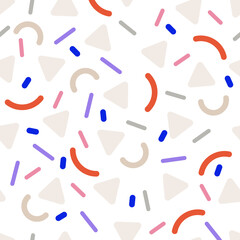 Memphis Confetti Abstract Vector Seamless Pattern