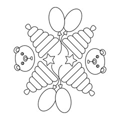 Children's toys coloring book page , mandala. Vector illustration for kid.