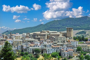 Fototapeta na wymiar Panoramic view of Tricarico, a rural village in the Basilicata region in Italy.