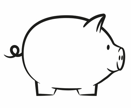 Line piggy illustration. Outline pig