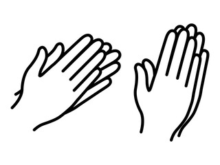 拍手　手を合わせる　シンプル　線画