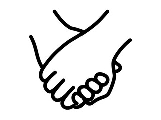手を繋ぐ　シンプル　線画