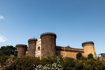 Castel Nuovo (Maschio Angioino), Medieval castle in Naples, Italy with clear blue sky