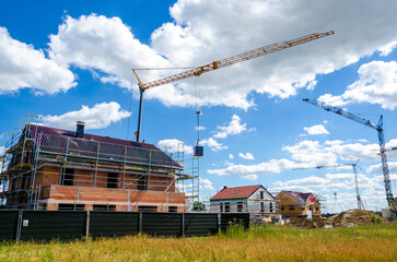 Construction of a new houses. Construction of a new residential area.