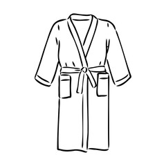 Naklejka premium Bath robe, robe for the shower, bathrobe, doodle style, sketch illustration, hand drawn, vector