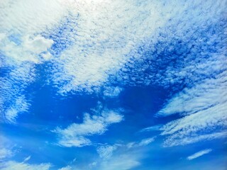 blue sky  Bright colors on a sunny day with white clouds, beautiful sky.