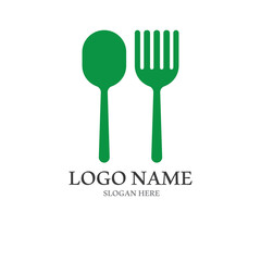 spoon and fork logo with vector shape template.