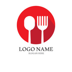 spoon and fork logo with vector shape template.