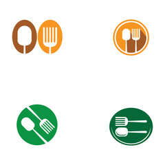 spoon and fork logo with vector shape template.