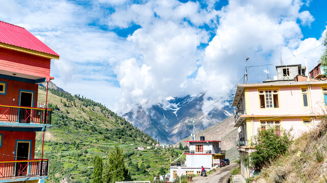 Beautiful view of Keylong, the administrative center of the Lahaul and Spiti district in the Indian state of Himachal Pradesh