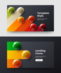 Simple corporate brochure vector design layout set. Modern realistic spheres web banner template collection.