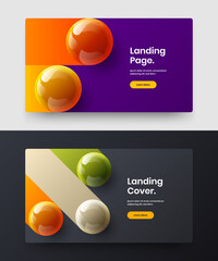 Clean 3D spheres corporate cover illustration composition. Bright pamphlet design vector layout collection.