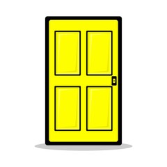 Vector Illustration of yellow door in cartoon style. 