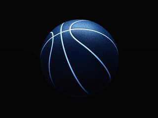 Fototapeta premium 3D rendering of basketball ball against black background. Graphical element with abstract concept of sport equipment