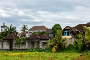 Plakat View of Balinese houses in Ubud .Bali. Indonesia