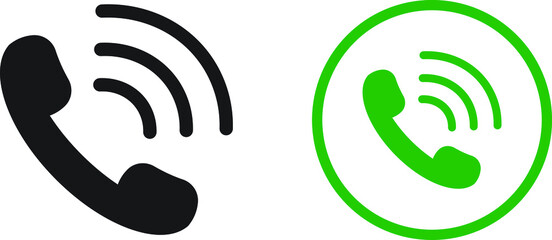 Phone icon set vector in black and green colors . Telephone icon symbol isolated. Call icon