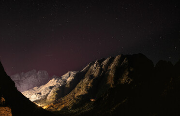 Night view for the mountains and the stars at Sant Catherine, Egypt