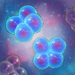 Medical background, tetracocci stacked together four cells, 3d rendering