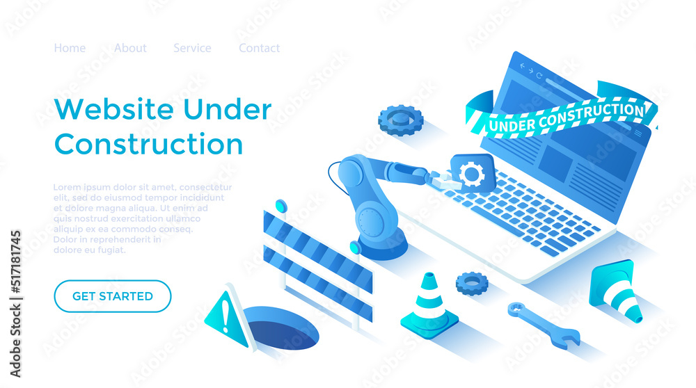 Wall mural website under construction. updates changes and fixing on the site. maintenance page or 404 error. l