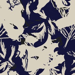 Floral Brush strokes Seamless Pattern Design