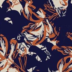 Floral Brush strokes Seamless Pattern Design