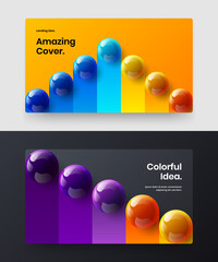 Creative leaflet design vector layout collection. Amazing realistic balls presentation illustration set.