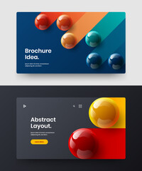 Unique realistic spheres corporate brochure layout collection. Simple booklet design vector template set.