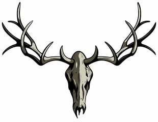 Vector illustration of deer skull. Isolated on white background.