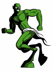 Cartoon style green monster character, monster vector image. Isolated on white background. © Matt