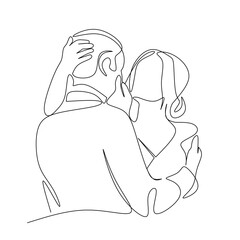 Vector illustration of a loving couple drawn in line art style