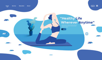 Yoga web header and landing page template