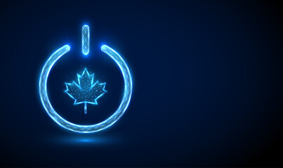 Abstract blue maple leaf shape in power button