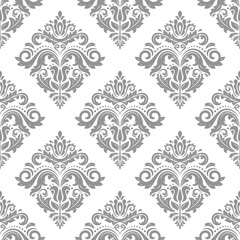 Classic seamless vector pattern. Damask orient silver ornament. Classic vintage background. Orient pattern for fabric, wallpapers and packaging