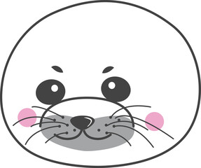 アザラシの赤ちゃんの顔イラスト © Mayuto