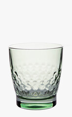 Empty colored glass, tumbler, shot glass for drinks isolated on white background. Ware for bar, restaurant, pub, cafe.