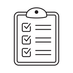 Clipboard icon. Checklist thin line sign symbol for web site and app design.